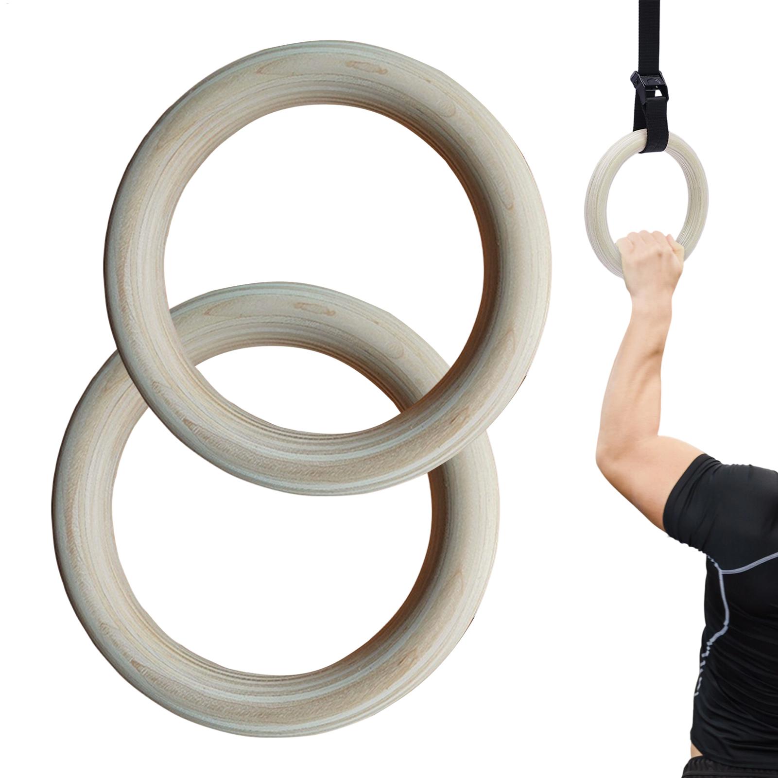 Gymnastic Ring Wood - 2 قطعة/زوج حلقات الجمباز الخشبية المحمولة