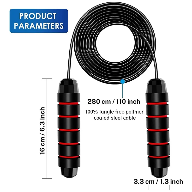 Jump Rope Speed Bearing - حبل قفز معدني قابل للتعديل مع