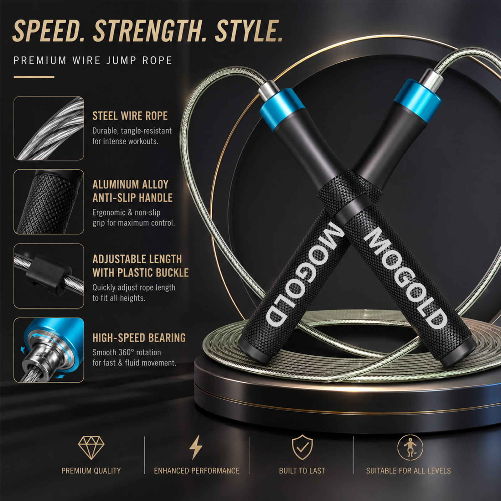 Jump Rope Speed Bearing - حبل قفز سريع احترافي من MOGOLD